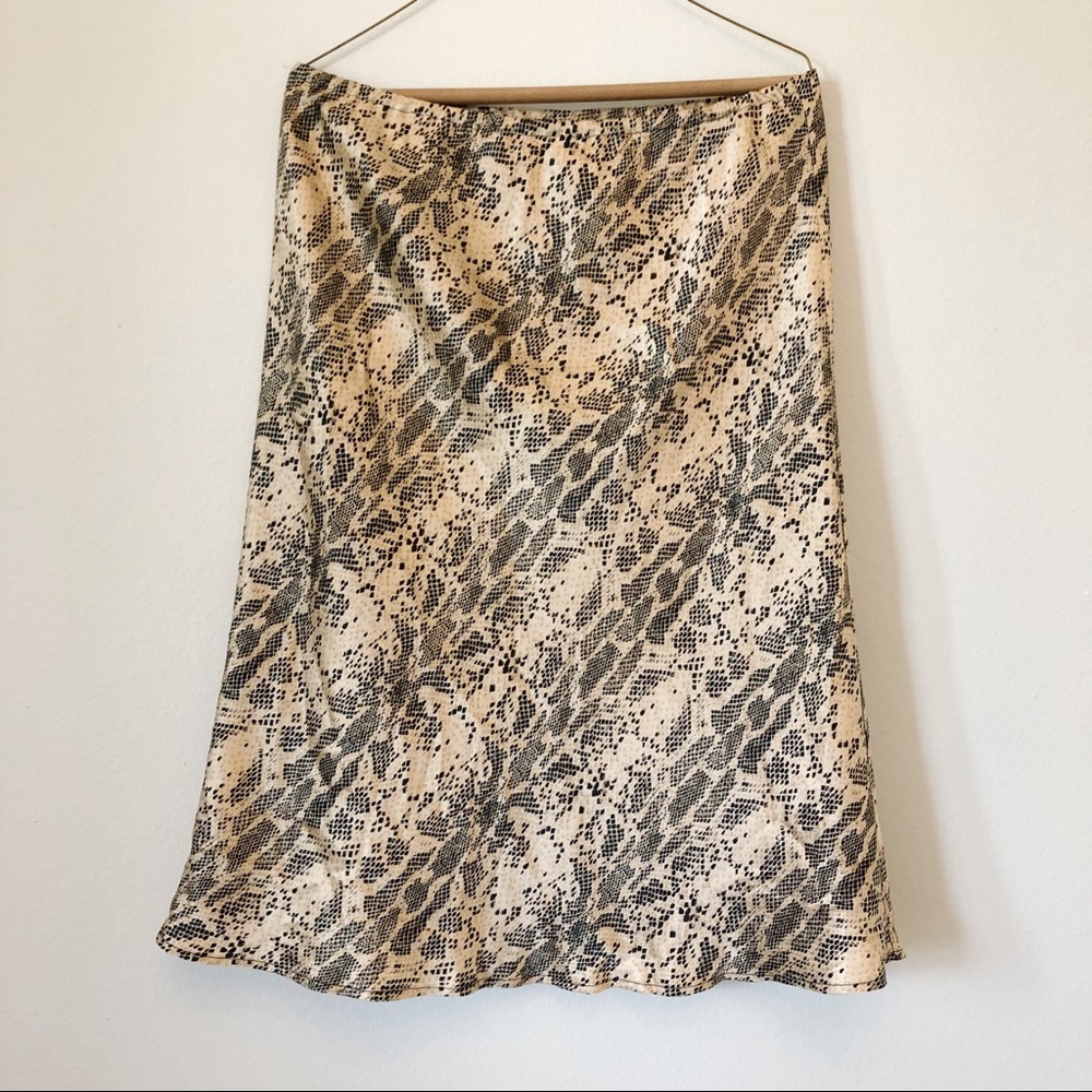 Women’s L Vintage Silk Snake Print Midi Skirt